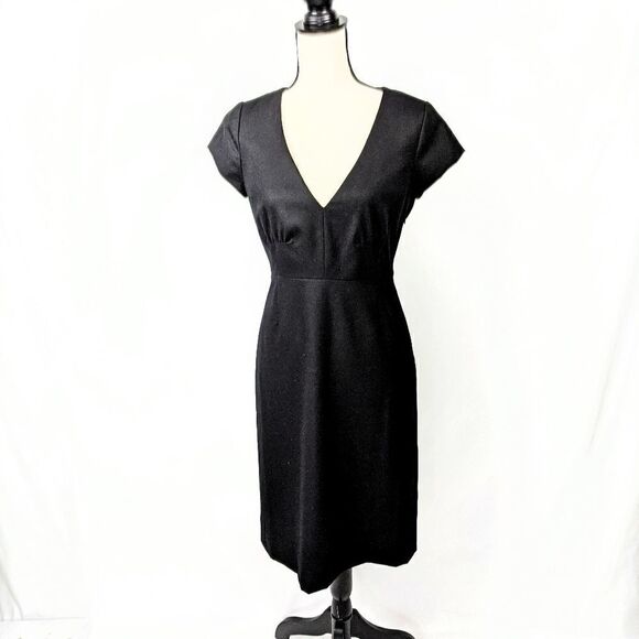 J. Crew Suiting Wool V Neck Black Cocktail Dress - Picture 1 of 8